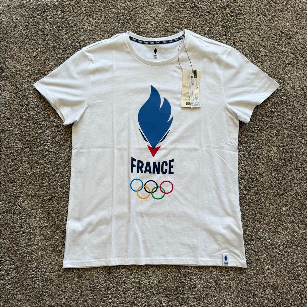 NWT - Le Coq Sportif White Short Sleeve Tee France Olympic Graphic